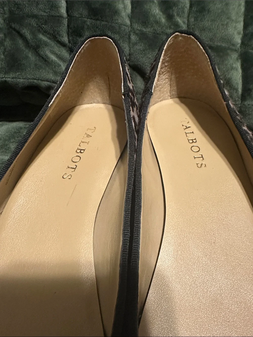 Talbots Leopard Haircalf Pointed Toe Ballet Flats - Brown & Black